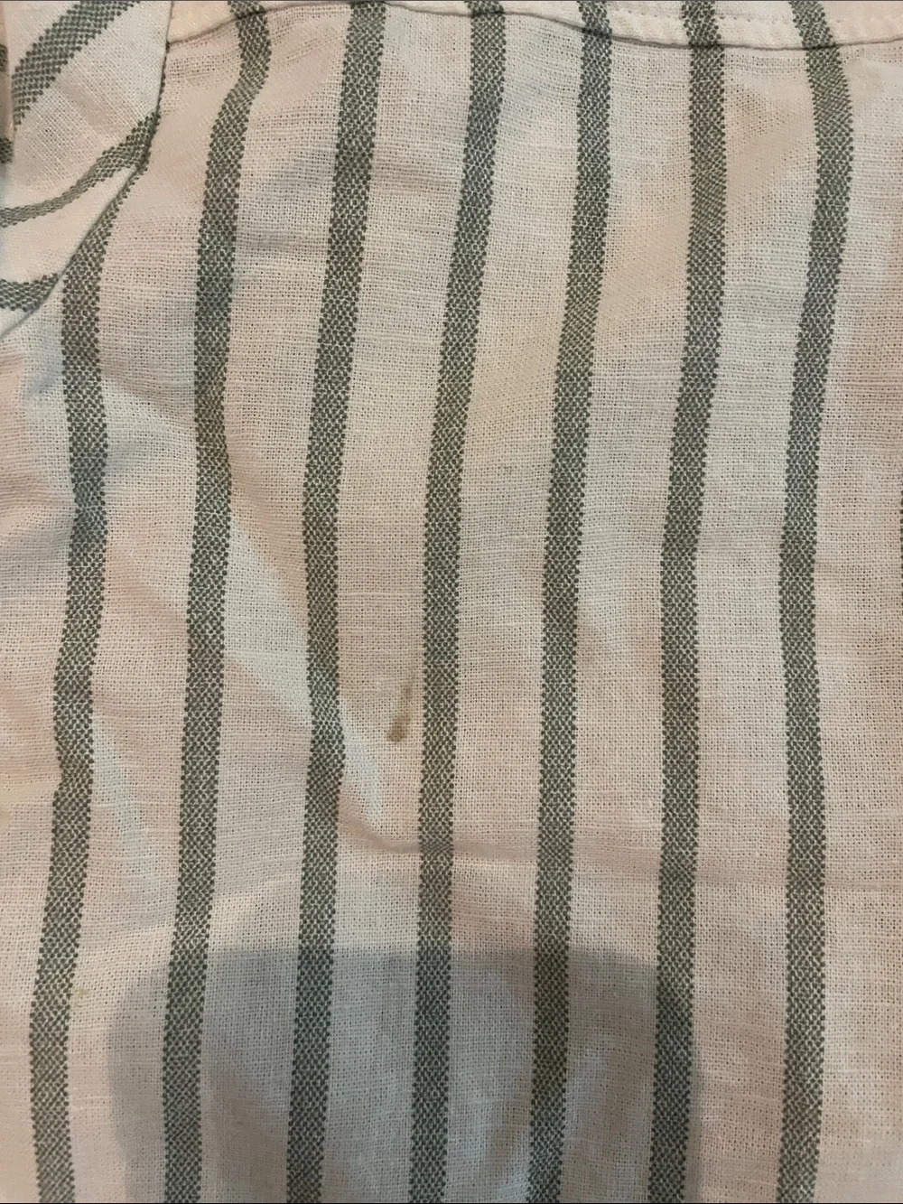7 For All Mankind White Top with Sage Green Stripes